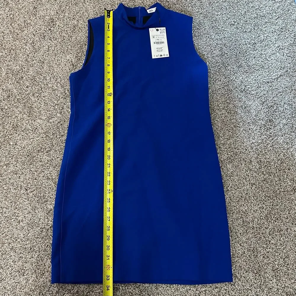 ZARA Women's ZW Collection Sleeveless Short Dress Size M In Bluish - Picture 12 of 14